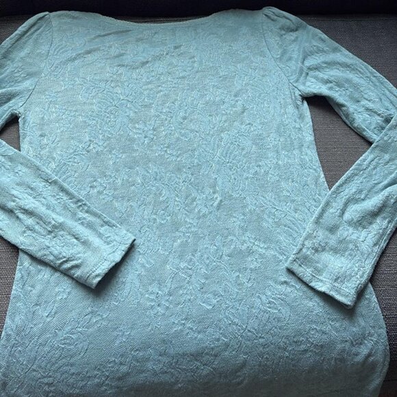 LOFT Blue Floral Lace Long Sleeve Top | Size M - Picture 6 of 6
